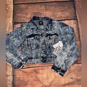 Almost famous stonewashed Jean jacket. Large. Brand new.